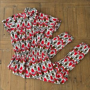 Bakker with love Ikat long jumpsuit cinched waist romper girls 10